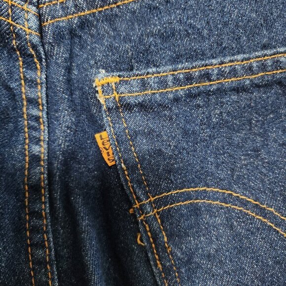 Vintage 70s Levis Jeans 30x29 Orange Tab 684 0217 Frayed Hem Dark Wash Mid Rise - Picture 6 of 11